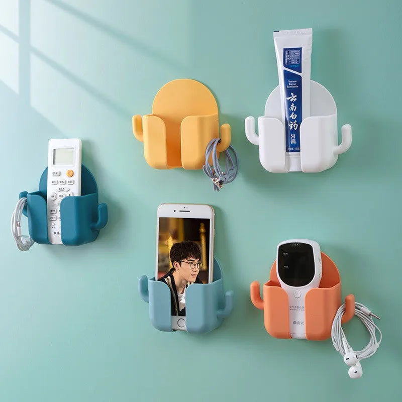organisateur mural cactus blanc téléphone télécommande rangement moderne adhésif chambre sdb