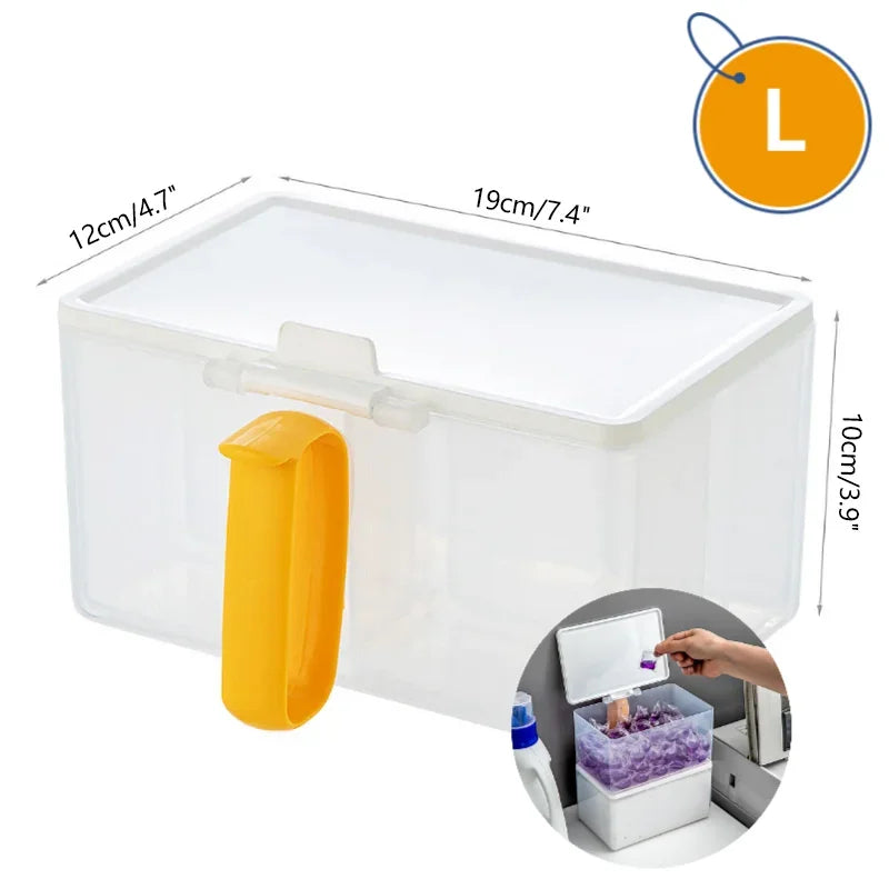 boîte rangement transparente moderne lessive rayées grande capacité humidité resistant 15cm 15cm 8.3cm