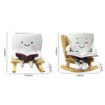 cache pot résine blanc souriant plante artificielle chaise bascule livre miniature décoratifextérieur