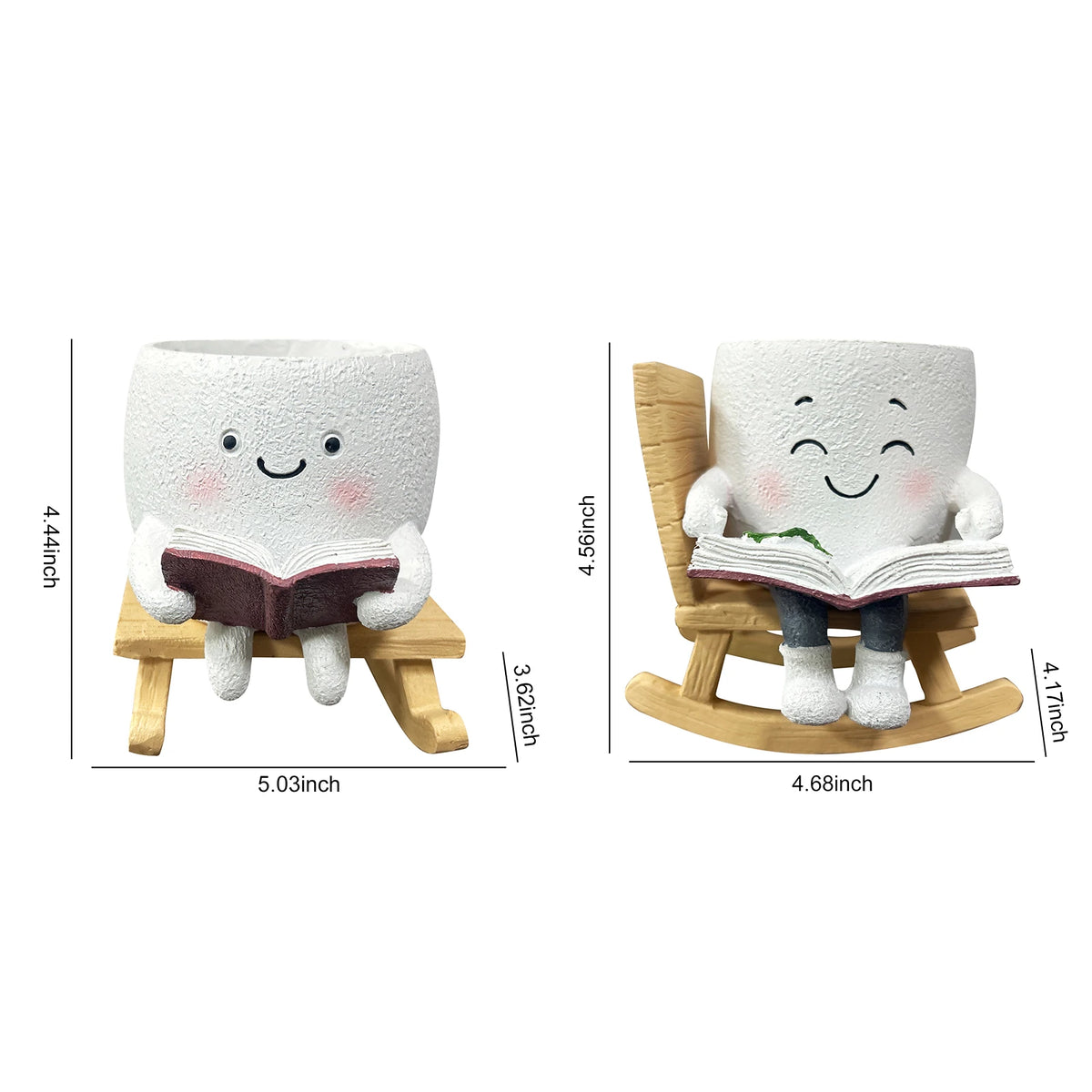 cache pot résine blanc souriant plante artificielle chaise bascule livre miniature décoratifextérieur