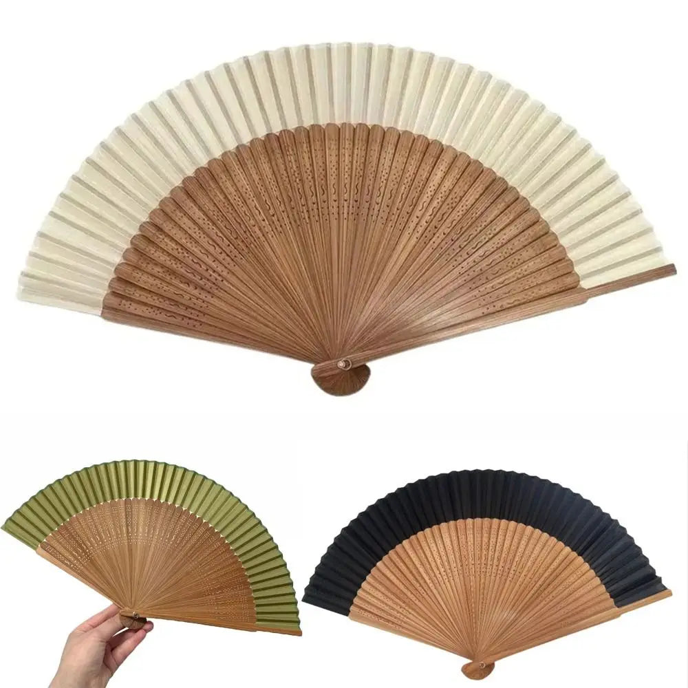éventail pliant bambou tissu noir beige rayures géométrique classique tassel summer dance deco