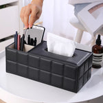 boîte rangement multifonction cuir noir moderne porte mouchoirs clips télécommandes papeterie respectueux environnement