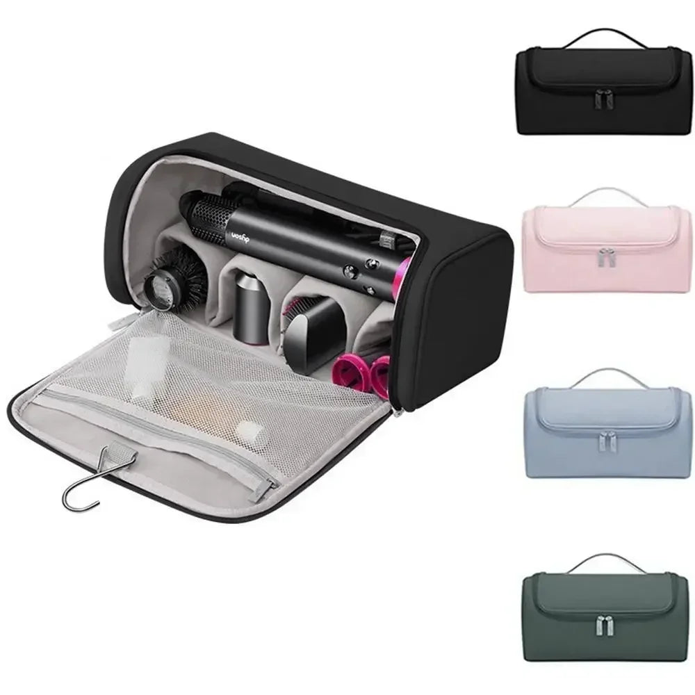 Sac rangement coiffure noir rose gris moderne pratique poignée amovible diffuseur concentrator peigne brosse