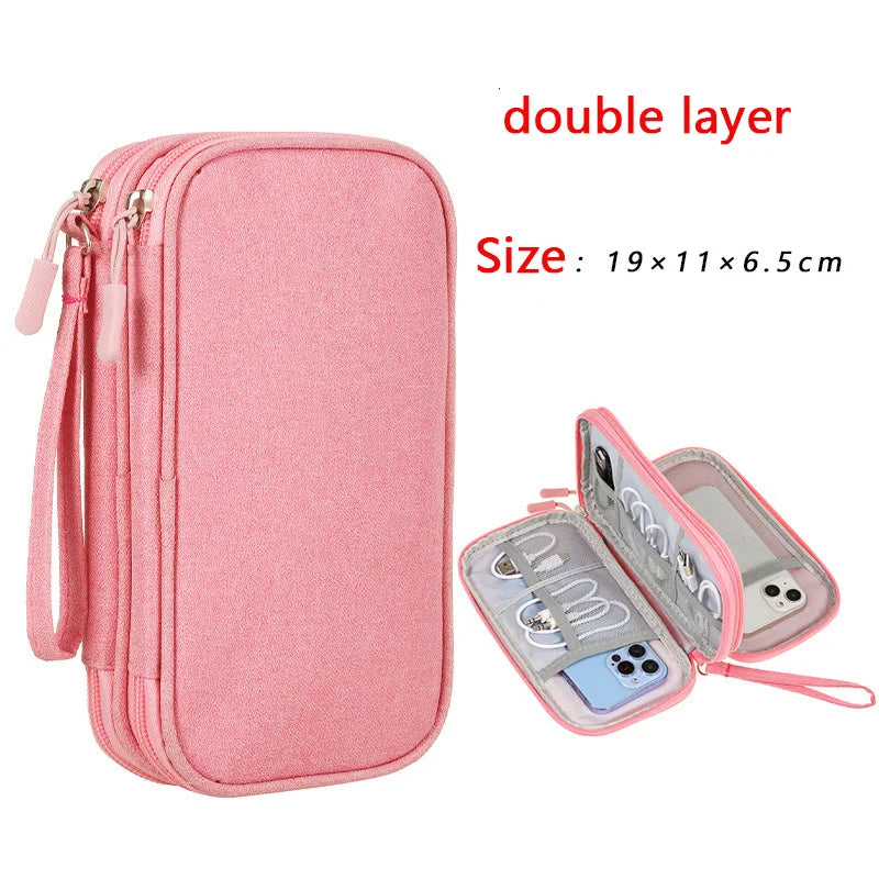 sac main rose pratique toile épaisse réutilisable moderne respectueux environnement chargeur câble usb adaptateur