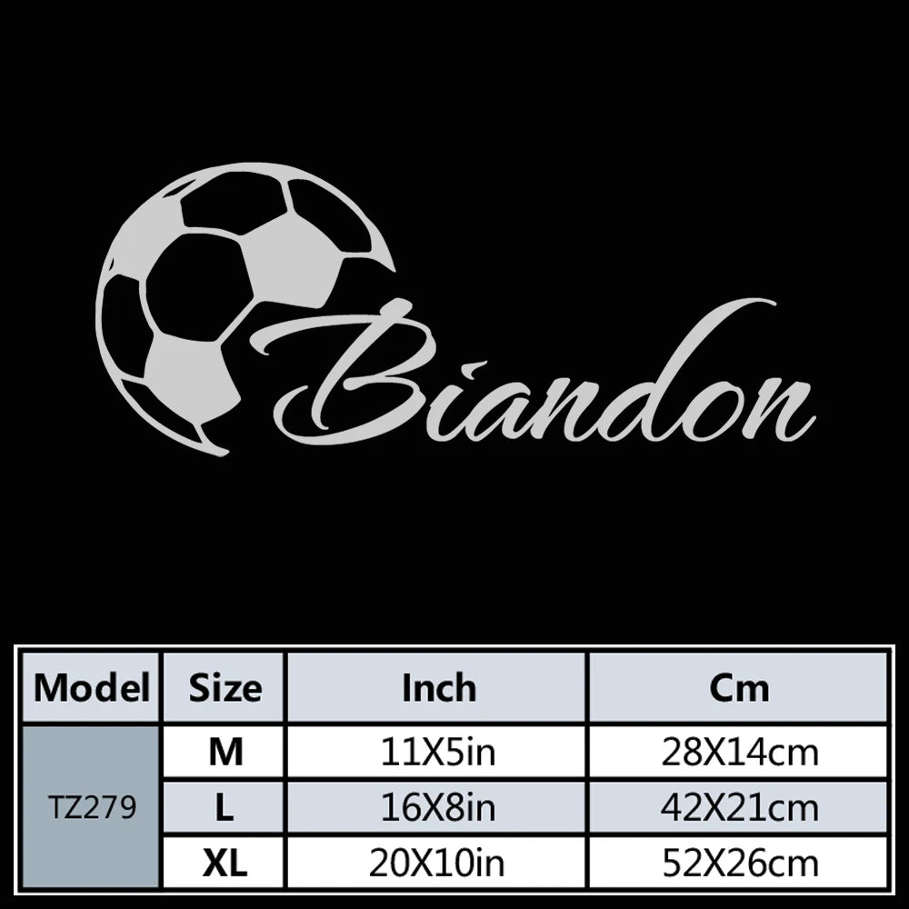 sticker mural personnalisé ballon football texte biandon noir rouge moderne adhésif mur plat verre