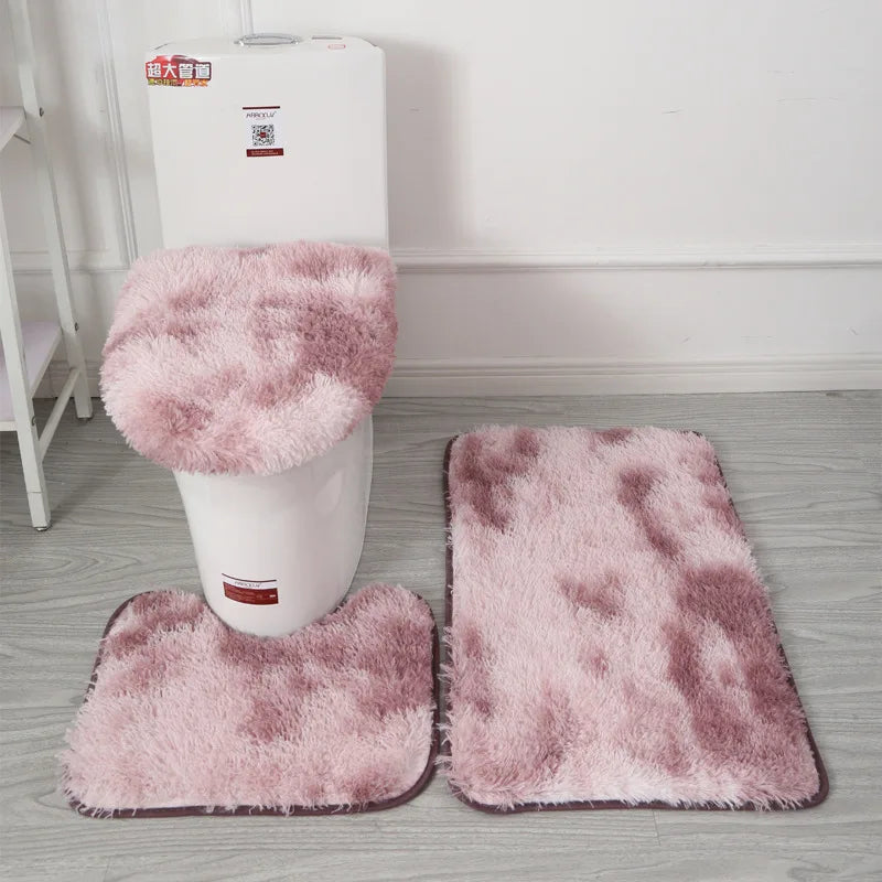 tapis bain doux moderne ensemble pièces coussin toilette antidérapant