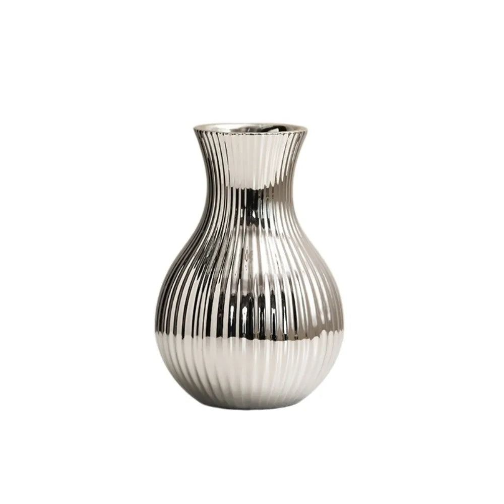 vase argenté doré moderne rayures verticales décoration table floral simple