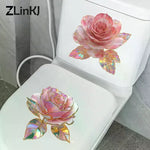 stickers decoratifs fleurs roses vertes violettes adhésifs salle bain decoration maison autoadhésifs blanc