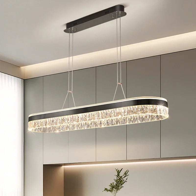 luminaire suspension moderne cristal noir doré marbré élégant salon cuisine salle manger luxe