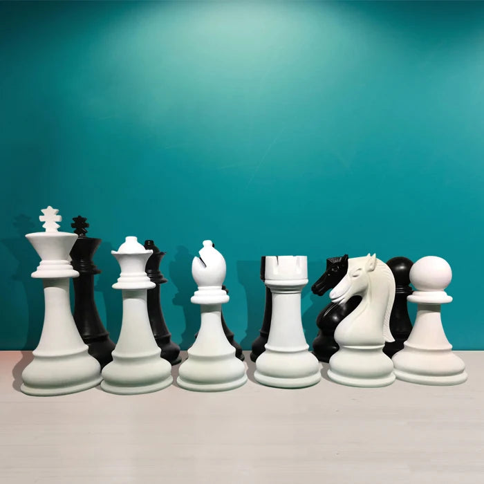 pièces d'échecs géantes résine couleurs personnalisables classique motifs géométriques décoration extérieure
