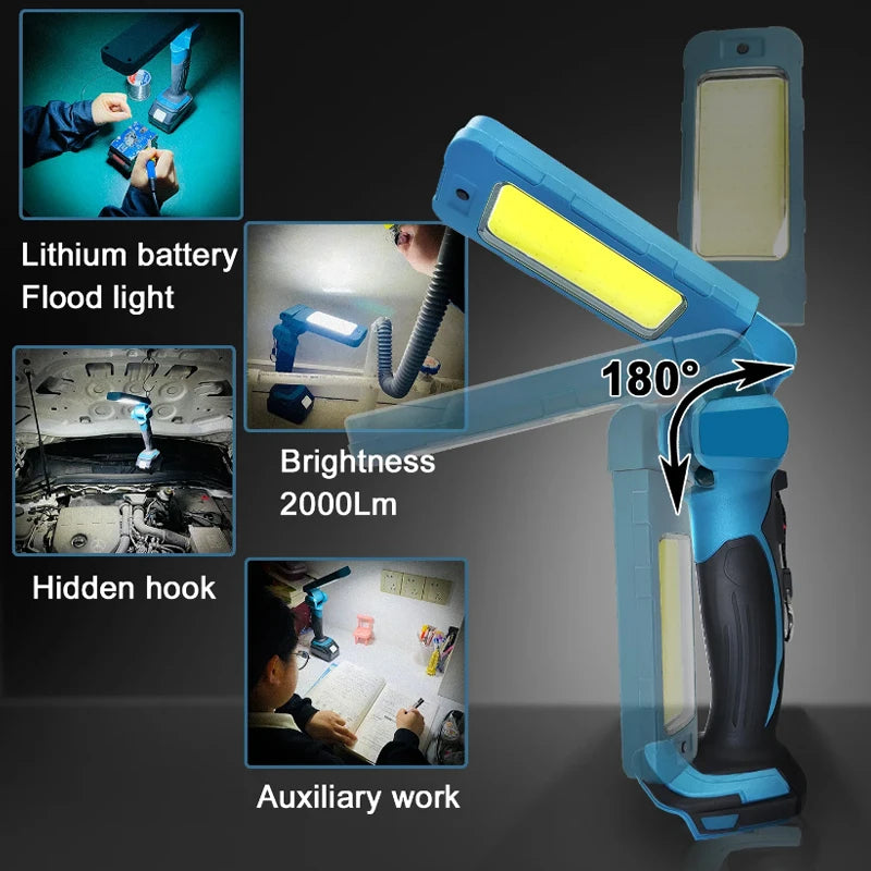 lampe torche led portable rechargeable bleu gris moderne poignée ergonomique abs travaux