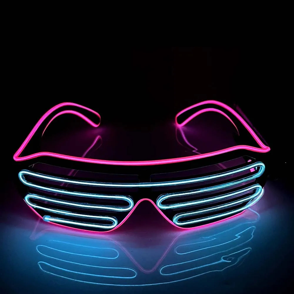 lunettes lumineuses vert bleu rouge noir lignes horizontales modernes occasionnelles halloween anniversaire noël