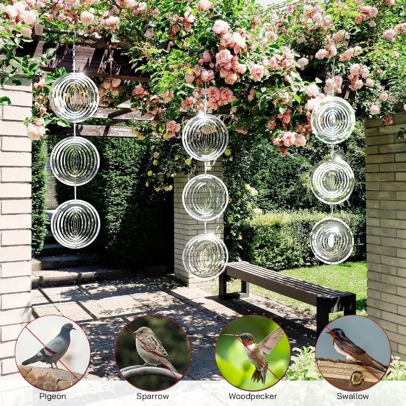mobiles vent argentés spirales coeurs modernes decoration exterieur cloches rondes