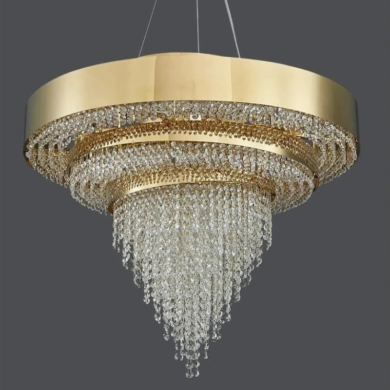 lustre doré cristal transparent moderne élégant suspension cristal chambre salon