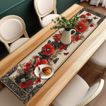 tableau décoratif floral motif papillons fleurs pavots couleurs vives polyester rouge vert cuisine restaurant