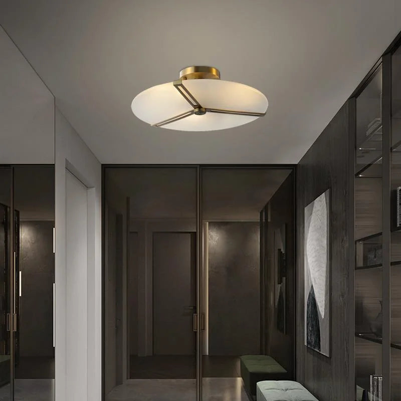 plafonnier moderne marbre blanc doré fer lumiere led facile chambre salon cuisine