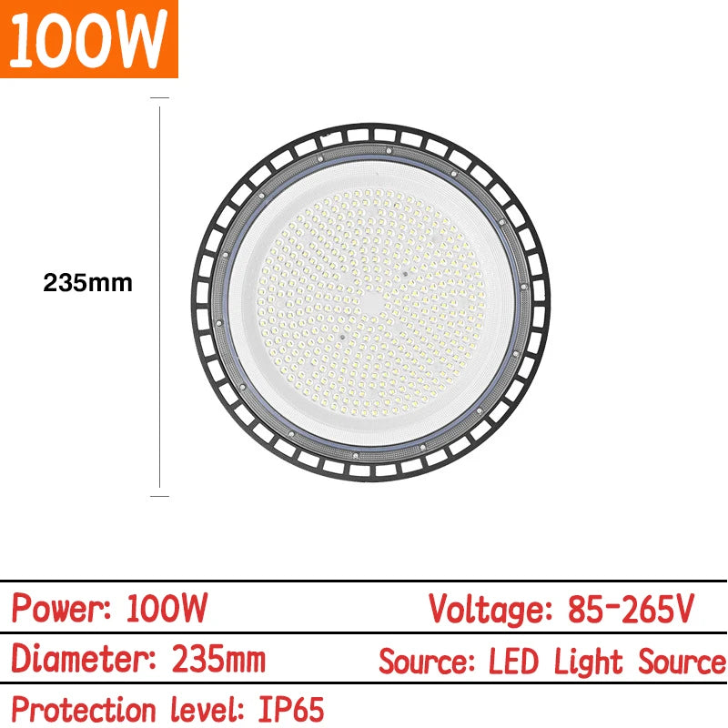 lumière led haute puissance 100w 150w 200w 300w noir grille moderne industrielle anneau suspension