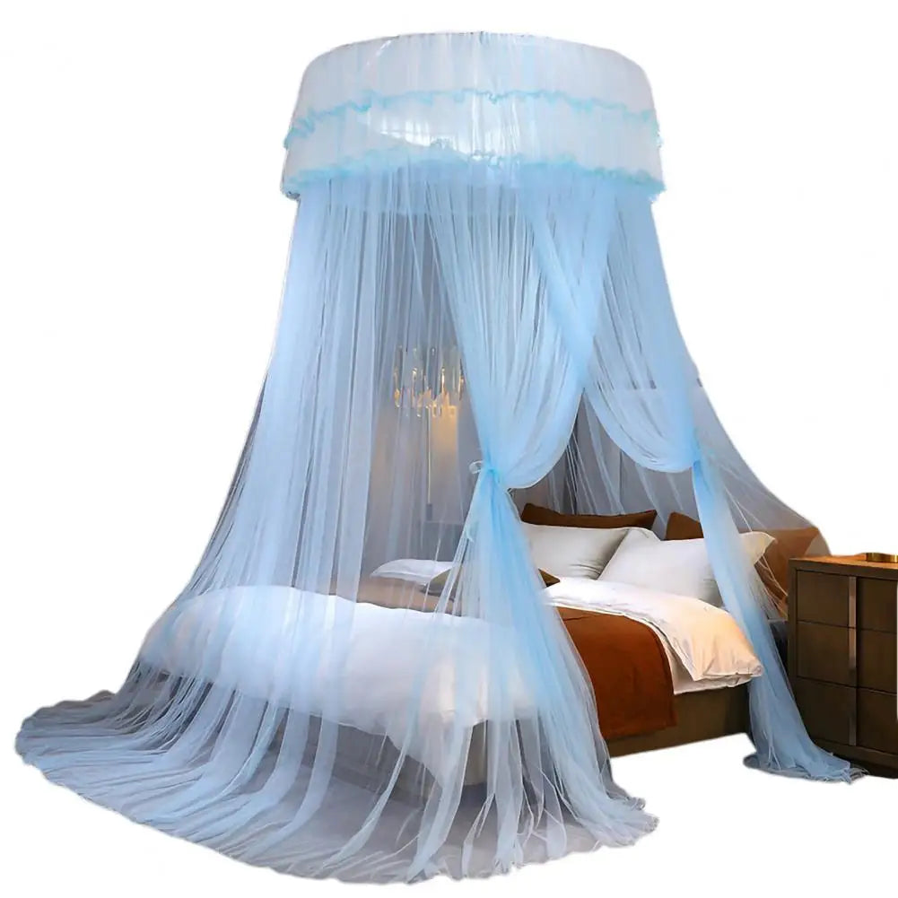 rideau lit enfant unisexe polyester coton rose vert blanc bleu violet translucide franges décoratives