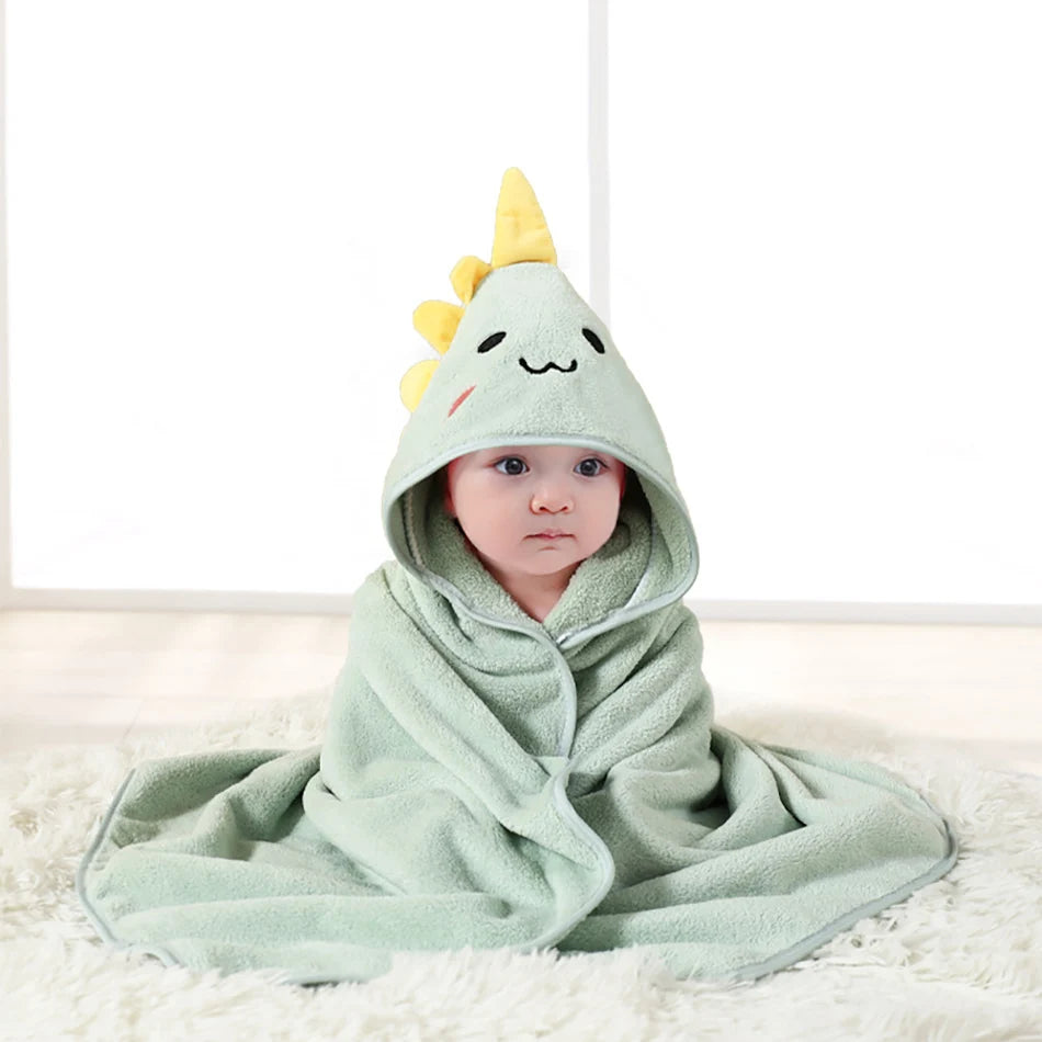 serviette bébé capuche animaux motifs doux microfibre brodés marron bleu gris rose verte