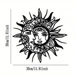sticker mural art nouveau visage solaire noir adhésif décor intérieur opaque moderne chambre salon