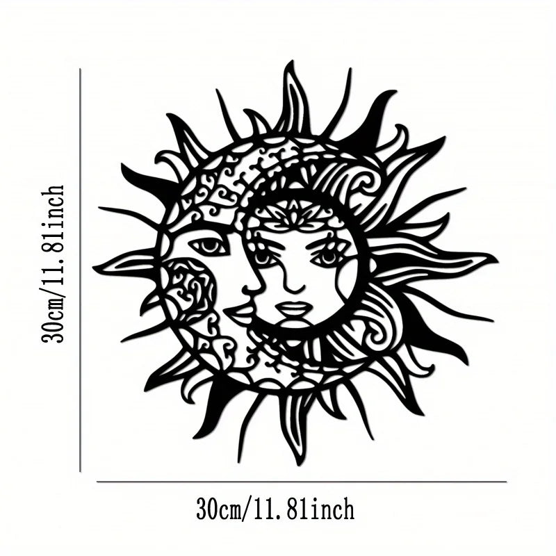 sticker mural art nouveau visage solaire noir adhésif décor intérieur opaque moderne chambre salon