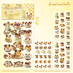 stickers 3d relief transparents pain ours bébé chat marron beige doré scrapbooking téléphone