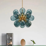 Suspension lumineuse boules vertes moderne ampoules led blanc doré floral