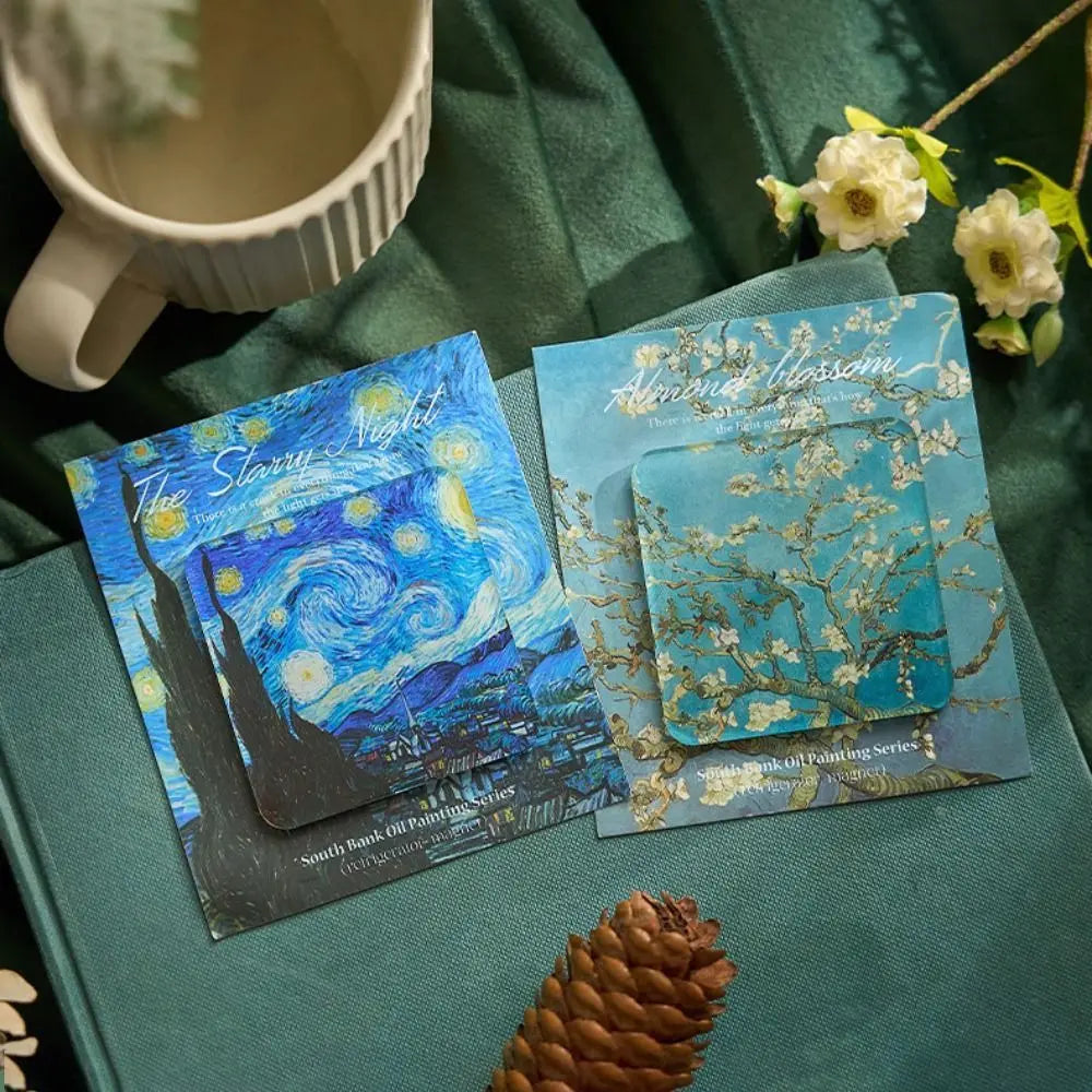 coasters peinture célèbres nuit étoilée aimants art déco maison bleu blanc vert