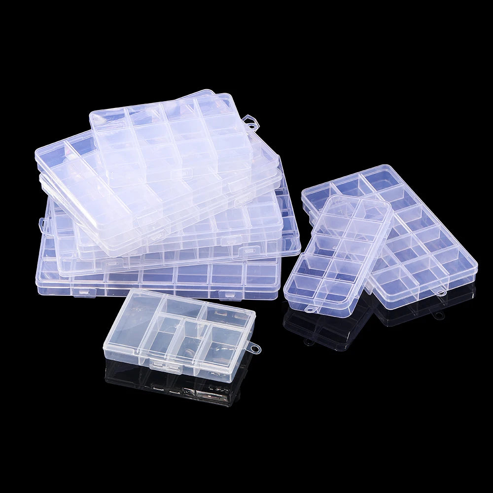 boîtes rangement transparentes 10 15 24 28 grilles clips modernes bijoux bricolage affichage storage