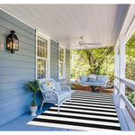 Tapis rayures noir blanc balcon extérieur lavable