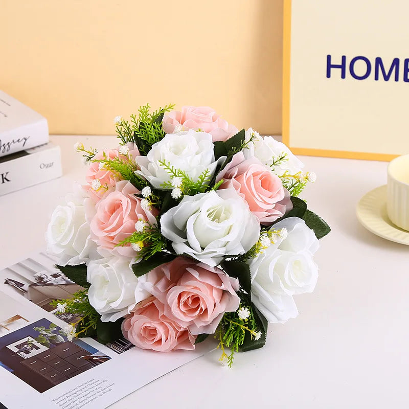 bouquet artificiel rose pâle blanc élégant intérieur mariage anniversaire baby shower