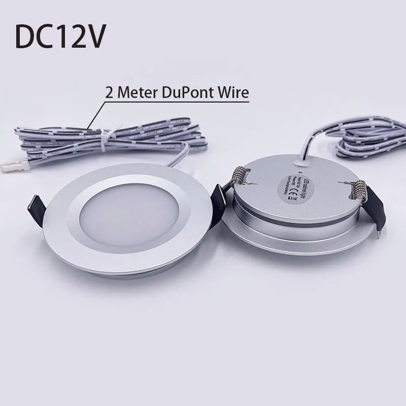Spot LED argent noir 12V 3W 2m câble clips moderne 69.5mm 15mm