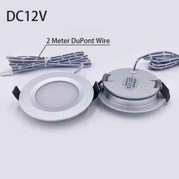 Spot LED argent noir 12V 3W 2m câble clips moderne 69.5mm 15mm