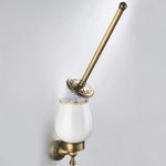 porte brosse wc blanc doré orné motifs floraux support mural classique fixations