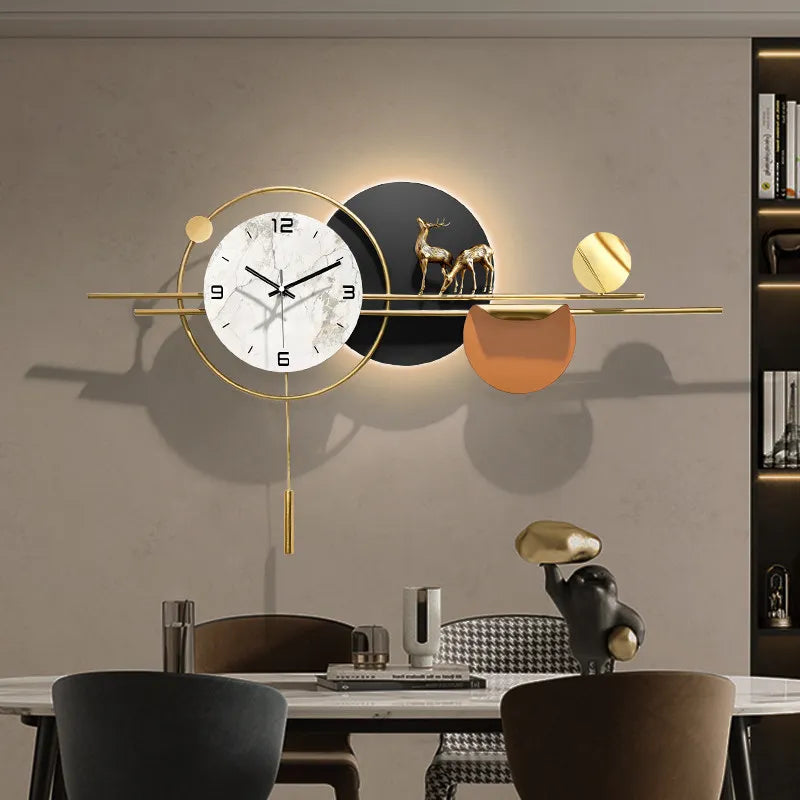 horloge murale moderne marbrée blanc or noir contemporaine fixée 50x90cm 55x110cm 66x150cm