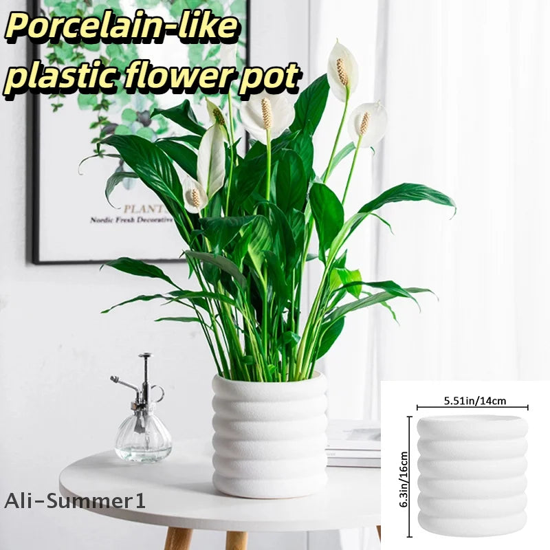 pots fleurs intérieures blancs moderne rayures horizontales plastique jardinerie légumes