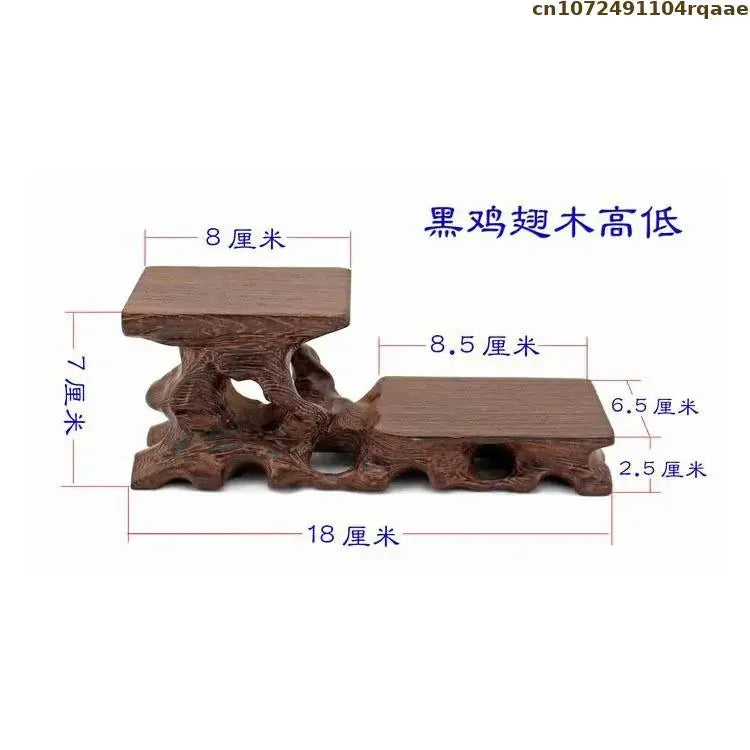support table bois sculpté artisanal marron foncé miniatures collections décoration