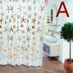 rideau douche motif marin semi transparent moderne bleu vert blanc motifs coquillages étoiles mer