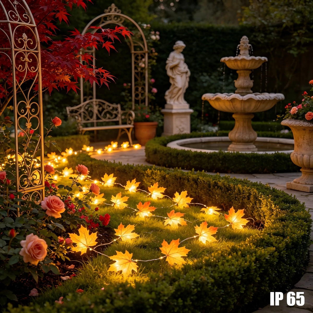 guirlande lumineuse feuilles érable orange automnale décoration intérieure extérieure festive thanksgiving led