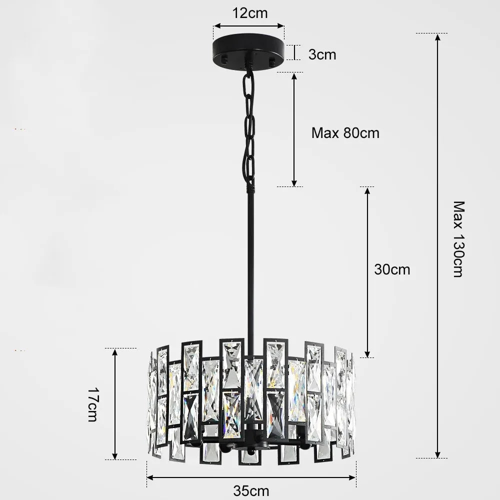 lustre cristal moderne transparent noir brillant salon restaurant haute gamme echangement chainemeta