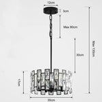 lustre cristal moderne transparent noir brillant salon restaurant haute gamme echangement chainemeta