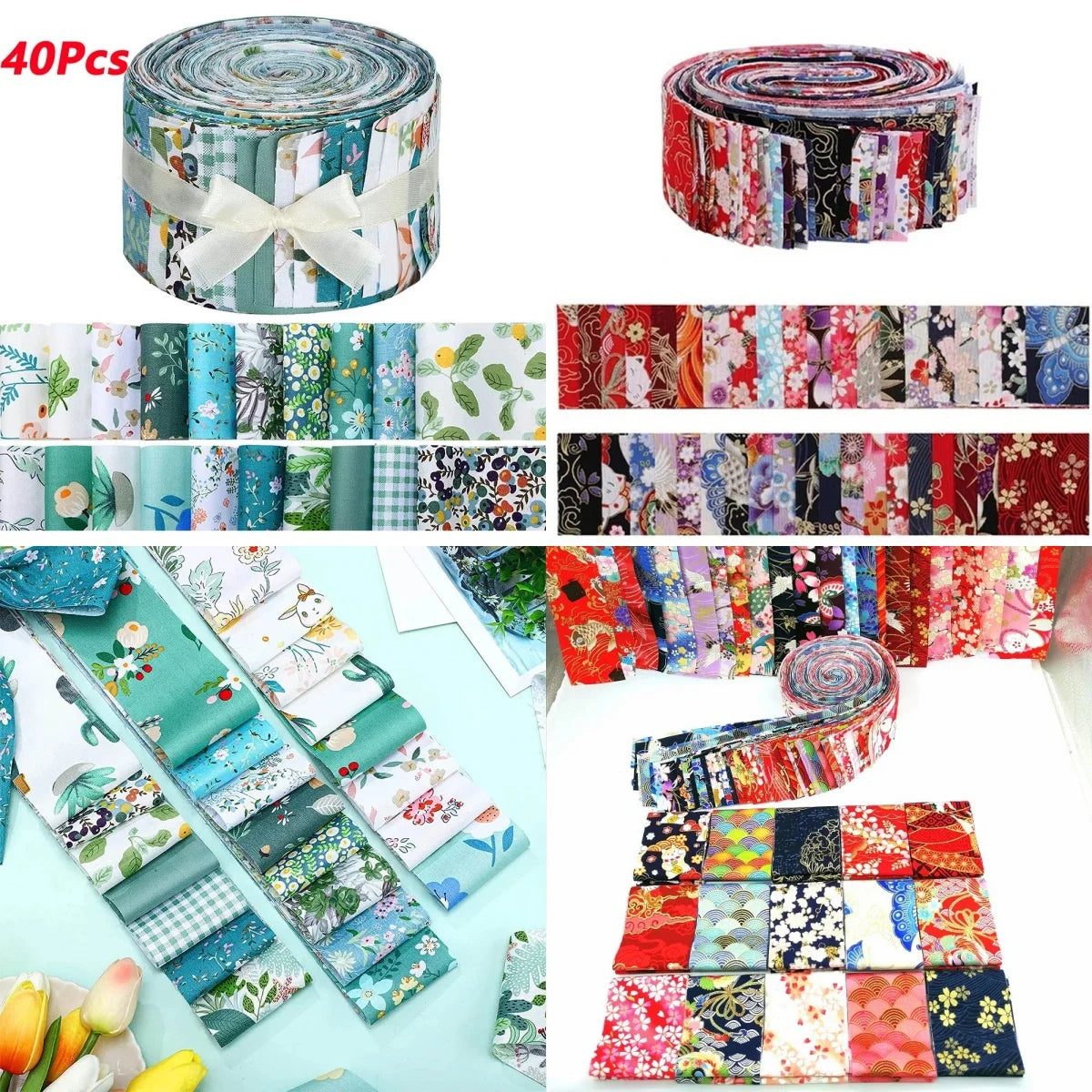 tissu imprimé fleurs multicolore coton polyester résistant bricolage couture quilting débutants bleu vert rouge