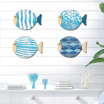 décoration murale nautique poissons voiliers coquillages bois abstrait marine bohème mur waves