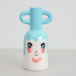 vase decoratif porcelainne stripes motif visage stylise decoration table centerpiece fleurs