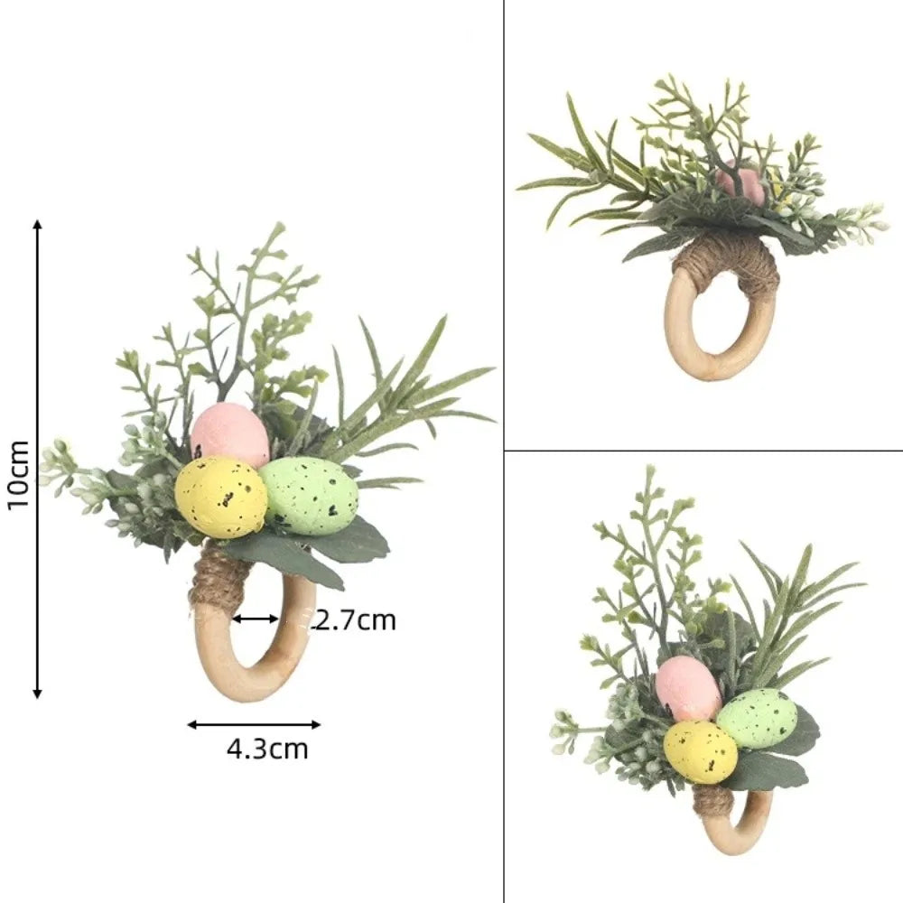 anneau serviette pâques fleurs artificielles motifs floraux blanc vert rose jaune décoration table festive
