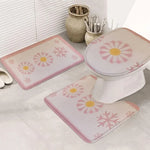 tapis toilette beige vert rose fleurs cactus motifs géométriques moderne antidérapant absorbant