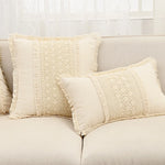 housse coussin bohème coton lin crochet beige vintage zippée maison canapé chaise voiture 45x45cm