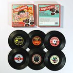 coasters vintage rockabilly noir motifs disques vinyle blancs résistants chaleur antidérapants plastique respectueux environnement