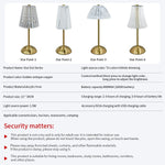 lampe table moderne doré antique transparente rayures fines capteur tactile rechargeable sans fil