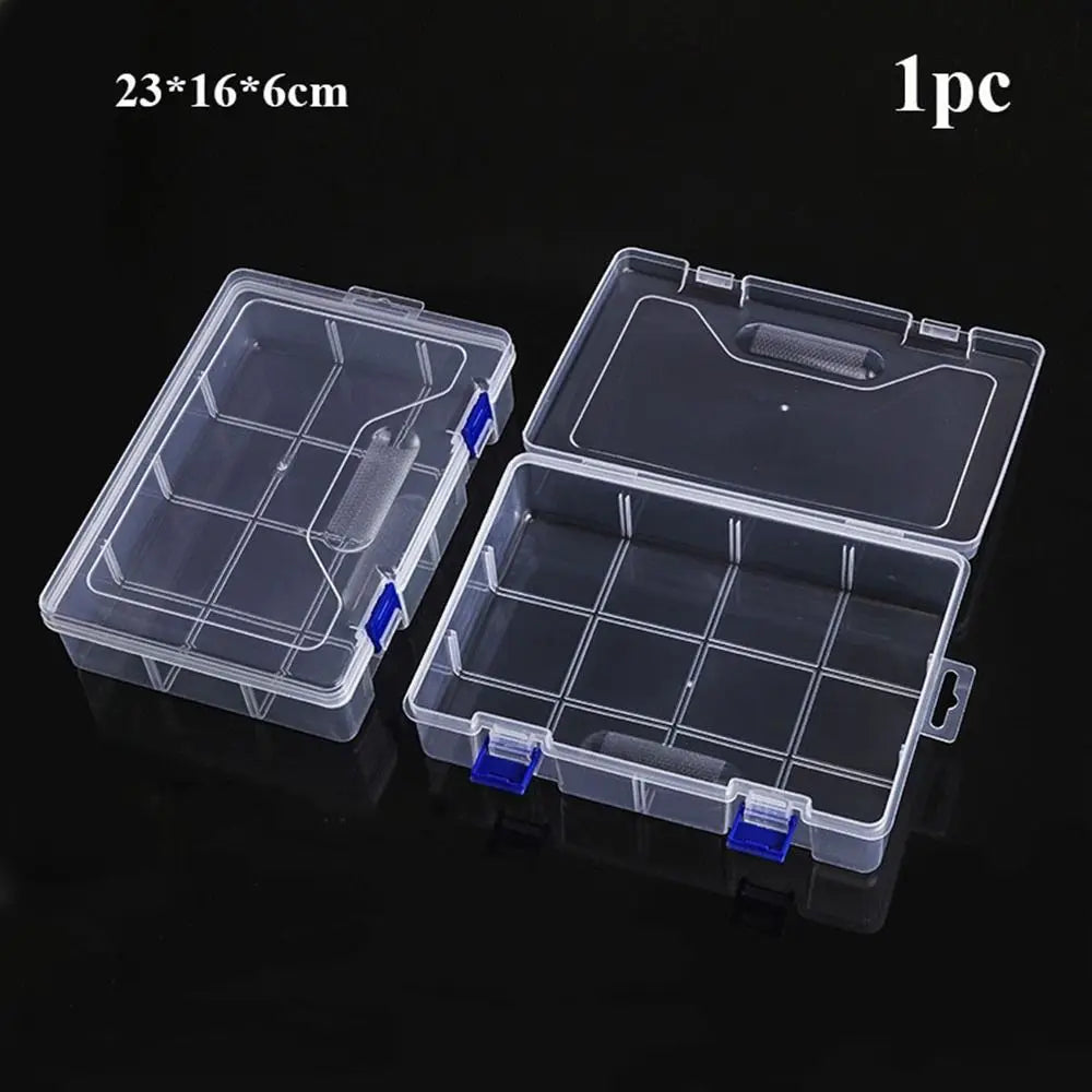 boîtes rangement transparentes modernes empilables poignées diverses tailles outils accessoires organisation pratique